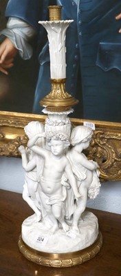 Lot 381 - A Continental Biscuit Porcelain Figural Stand,...