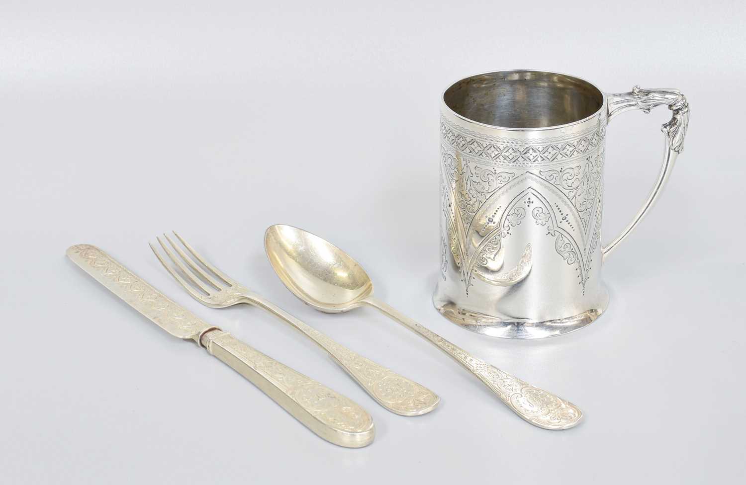 Lot 117 - A Four-Piece Victorian Silver Christening-Set,...
