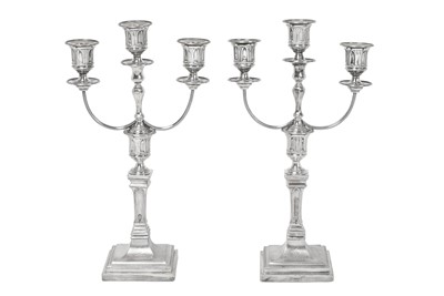 Lot 2274 - A Pair of Victorian Silver Three-Light Candelabra