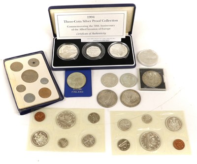 Lot 380 - Assorted UK and World Silver Coins, comprising;...