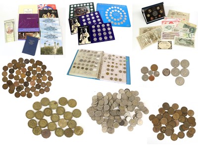Lot 113 - Large Job Lot of Coins and Banknotes;...