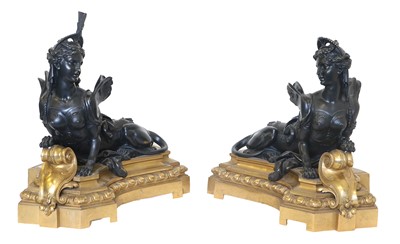 Lot 211 - A Pair of Gilt and Patinated Bronze Figural...