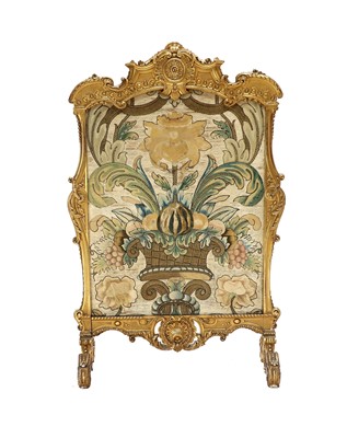 Lot 1332 - A Victorian Gilt and Gesso Firescreen, mid...