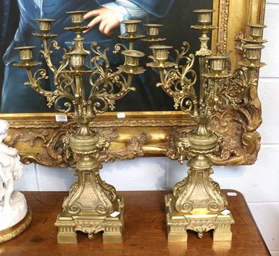 Lot 1426 - A Pair of Gilt Metal Six Light Candelabra,...