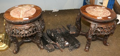 Lot 1270 - A Pair of Chinese Marble Topped Hardwood...