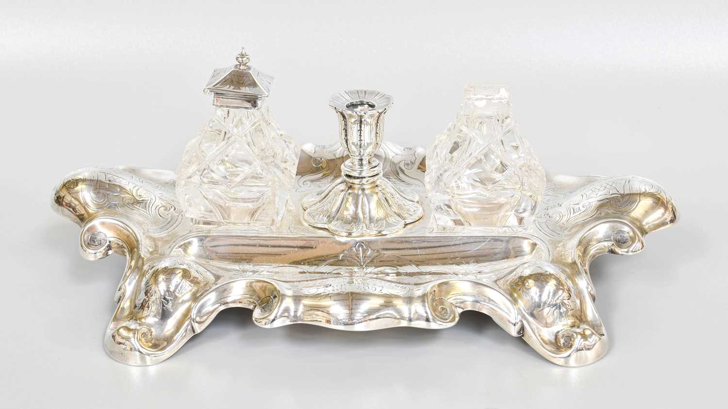 Lot 116 - A Victorian Silver Inkstand, by William Gough,...