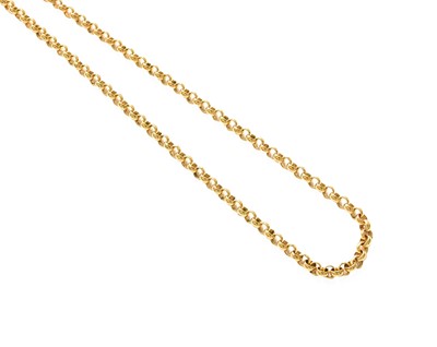 Lot 462 - A 9 Carat Gold Belcher Link Necklace, length...