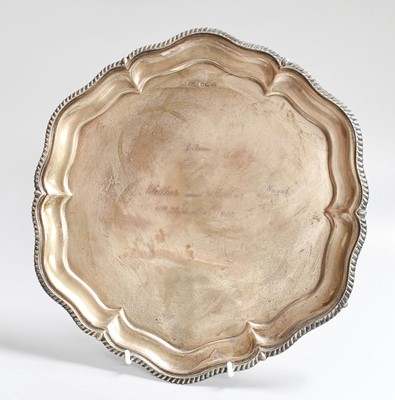 Lot 18 - A George V Silver Salver, by Walker and Hall,...