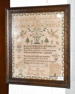 Lot 1086 - Alphabet Sampler worked by Mercy Hodgson, aged...