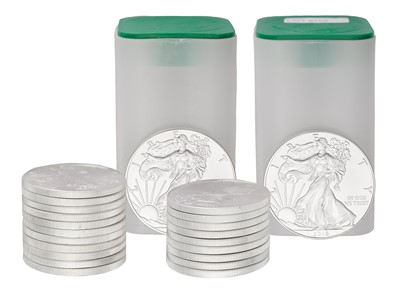 Lot 158 - 22x USA 1oz Fine Silver Eagles, comprising;...