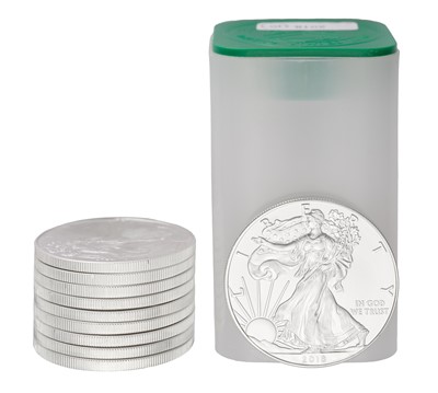 Lot 158 - 22x USA 1oz Fine Silver Eagles, comprising;...