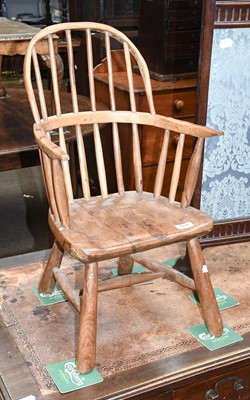 Lot 1296 - A Child's Yew Wood Windsor Armchair