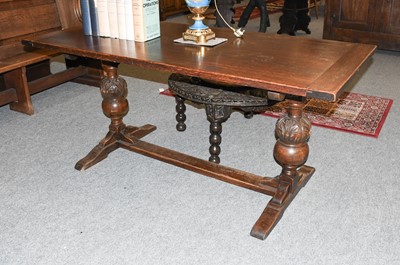 Lot 1384 - A Refectory Table, on trestle base, 166cm by...