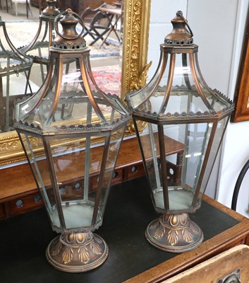 Lot 155A - A Pair of Modern Coppered Lanterns, 70cm high