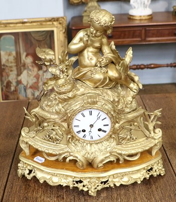 Lot 338A - A French Gilt Metal Striking Mantel Clock,...