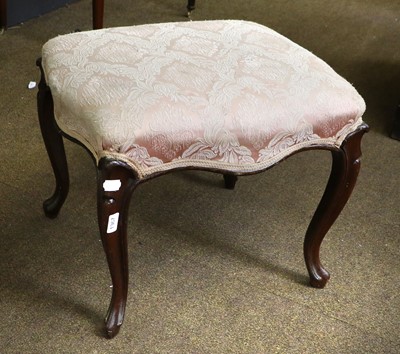 Lot 1344 - A Stool, with silk over stuffed seat, raised...