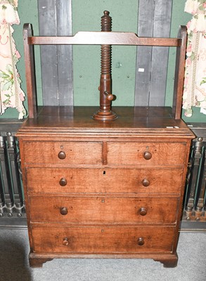 Lot 1389 - A George III Oak Four Height Chest of Drawers,...