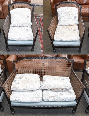 Lot 1310 - A 1920's Three Piece Bergere Suite