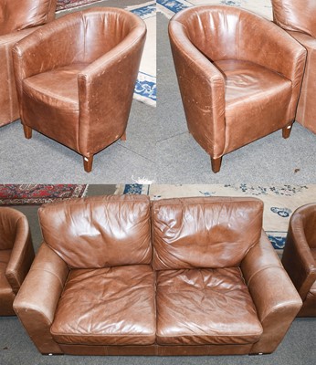 Lot 1311 - A ''Halo'' Brown Leather Two Seater Sofa,...