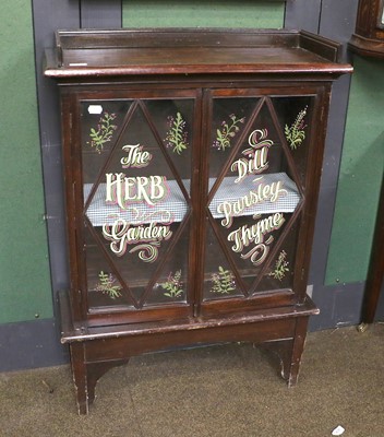 Lot 1368 - A Low Glazed Cabinet, with painted doors, 73cm...