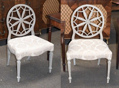 Lot 1298 - A Pair of Painted Hepplewhite Style Chairs