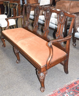 Lot 1308 - A Chippendale Style Carved Mahogany Bench,...