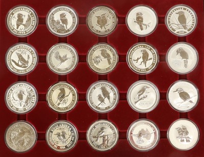 Lot 138 - 20x Australia 1oz Fine Silver Kookaburras,...