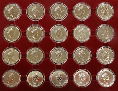 Lot 142 - 20x Canada 1oz Fine Silver Maple Leaf Coins,...
