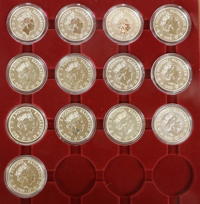 Lot 154 - 13x UK, Chinese Zodiac 1oz Fine Silver Coins,...