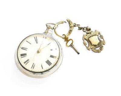 Lot 52 - A Silver Pair Cased Verge Pocket Watch,...