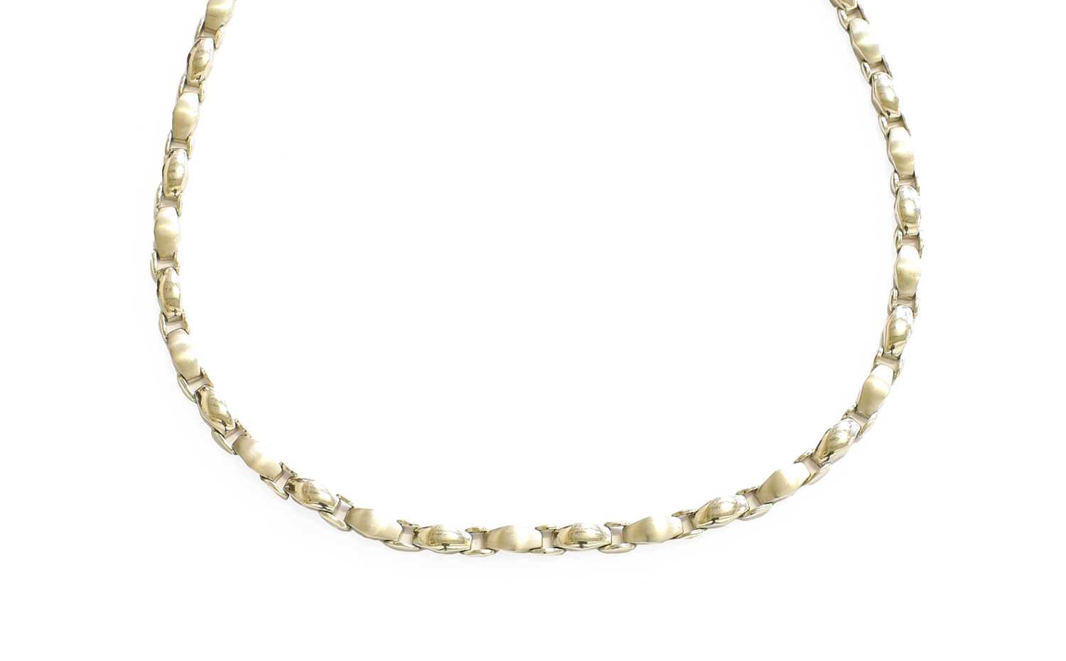 Lot 26 - A 9 Carat White Gold Fancy Link Necklace,...