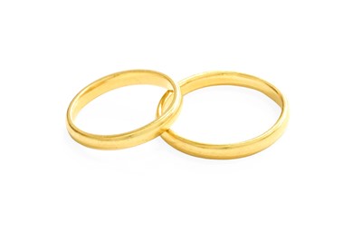 Lot 21 - Two 22 Carat Gold Band Rings, finger sizes...