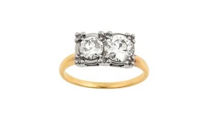 Lot 2060 - A Diamond Two Stone Ring the round brilliant...