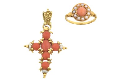 Lot 2079 - A Coral and Seed Pearl Pendant and A Coral,...