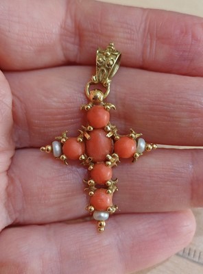 Lot 2079 - A Coral and Seed Pearl Pendant and A Coral,...