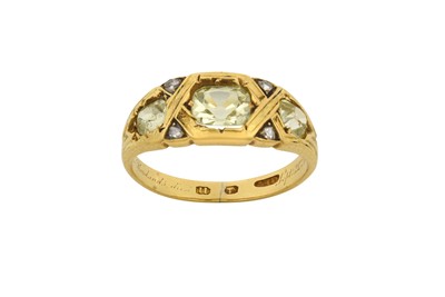 Lot 2155 - An 18 Carat Gold Chrysoberyl and Diamond Ring...