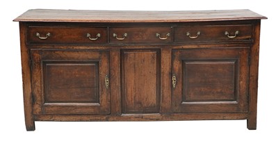 Lot 725 - A George II Oak Enclosed Dresser Base, mid...