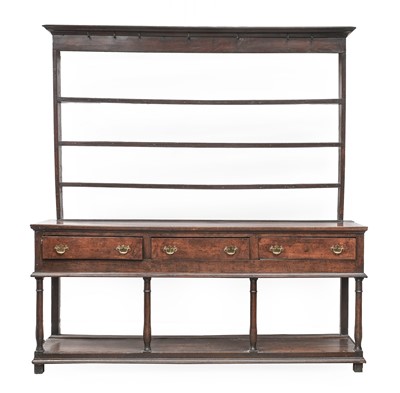 Lot 730 - A George III Oak Dresser and Rack, 3rd quarter...