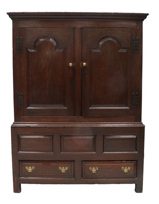 Lot 1294 - A George II Oak Tack Cupboard, mid 18th...