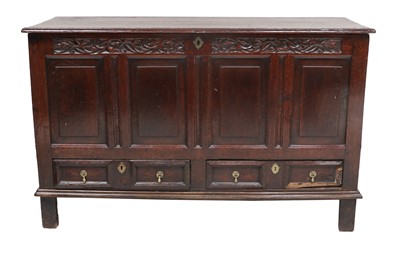 Lot 1389 - An Early 18th Century Joined Oak Chest, the...