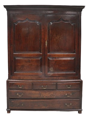 Lot 741 - A George II Oak Press Cupboard, mid 18th...