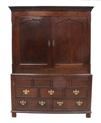 Lot 759 - A George II Oak Press Cupboard, mid 18th...