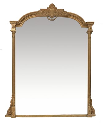 Lot 902 - A Victorian Gilt and Gesso Overmantel Mirror,...