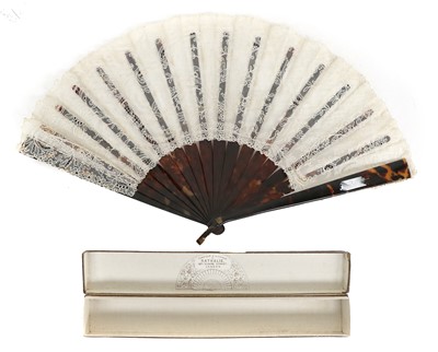 Lot 2089 - Early 20th Century Lace Mounted Fan on faux...