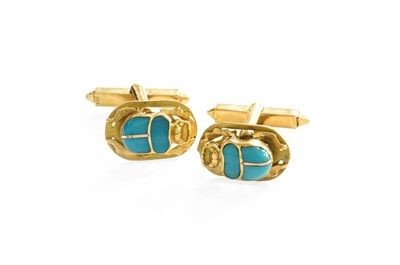 Lot 9 - A Pair of Blue Glass Cufflinks, in the form of...