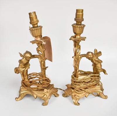 Lot 209 - A Pair of Gilt Metal Candlesticks, later...