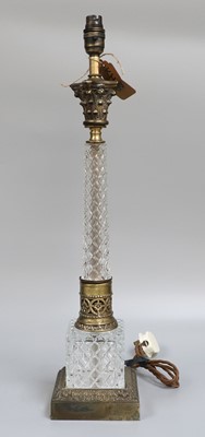 Lot 248 - A Mid Century Glass and Gilt Metal Column Lamp,...