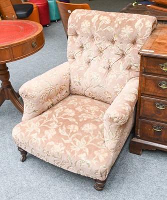 Lot 1209 - A Victorian Mahogany Framed Armchair with...