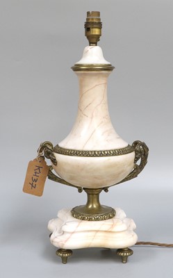 Lot 1322 - A Gilt Metal and Marble Lamp, 44cm high