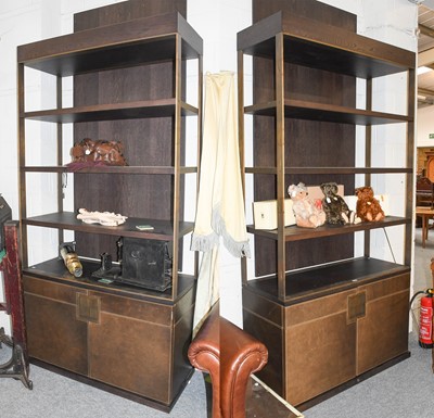 Lot 1111 - A Pair of Substantial Stained Wood Brushed...